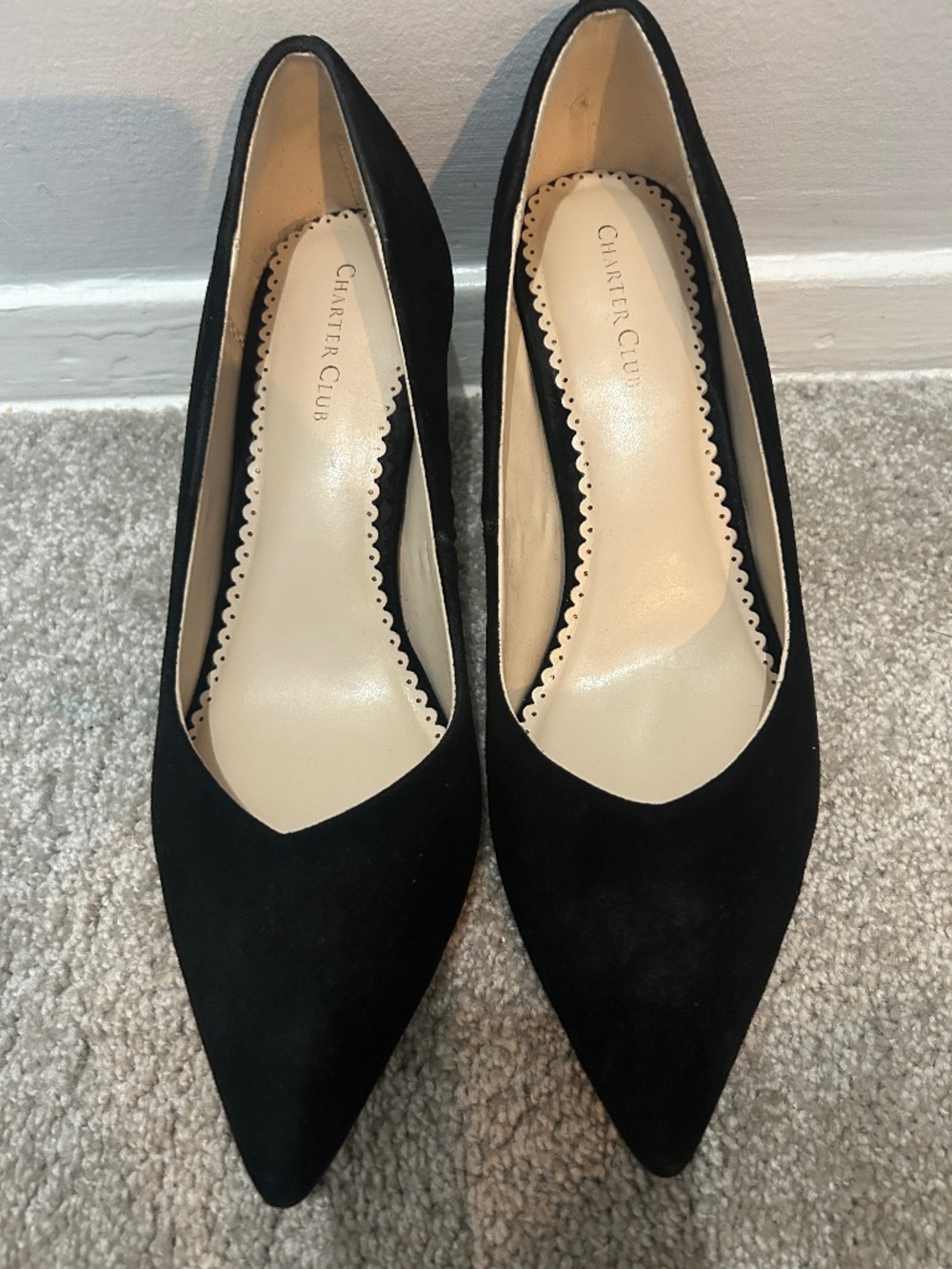 Black Suede Pumps NWOT  Sz 8.5 Charter Club Approx. 3 in Heel